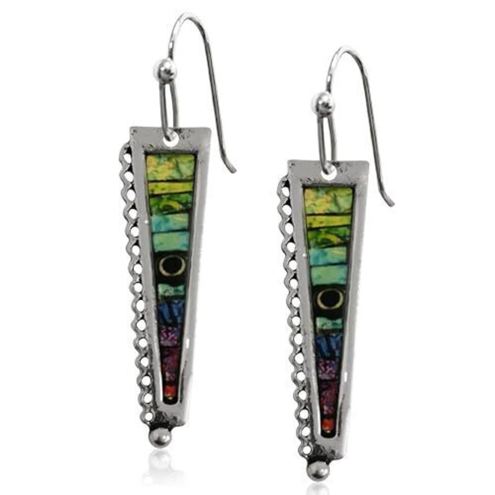 3535 Handmade Bohemian Vintage Silver Colorful Bar Dangle Drop Earrings